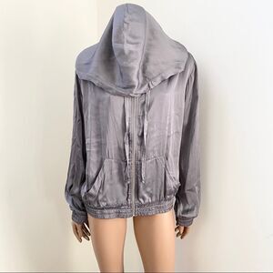 CLU silver metallic zip up hoodie jacket L